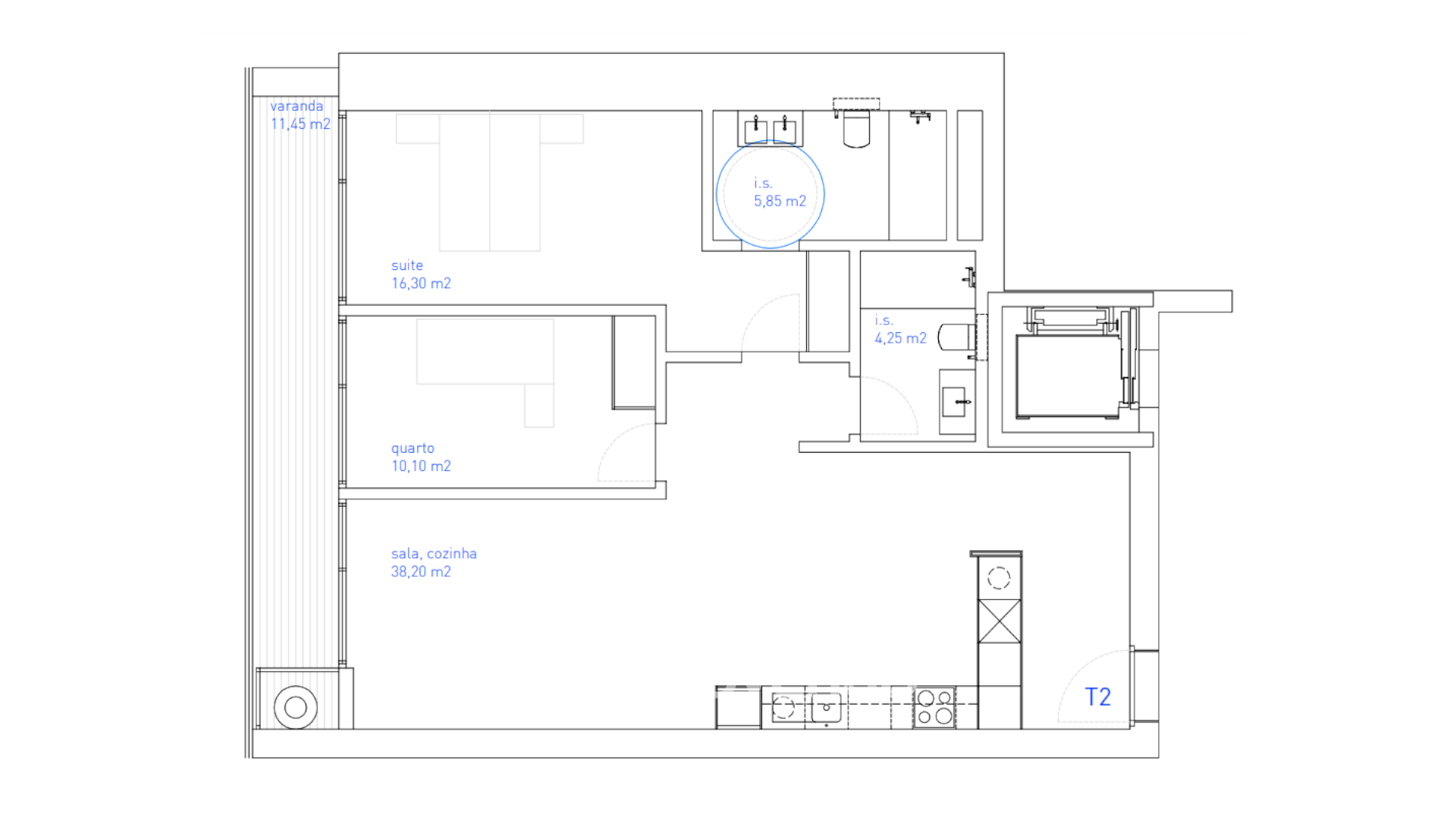 Apartamento T2 moderno, com estacionamento, em Vila Nova de Gaia