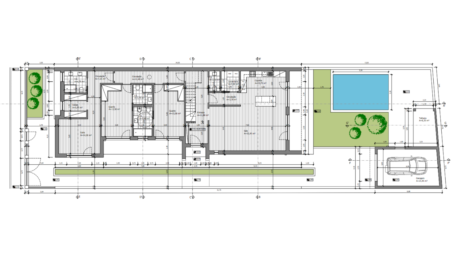 Moradia T4 moderna, com piscina de água salgada e garagem, no Montijo