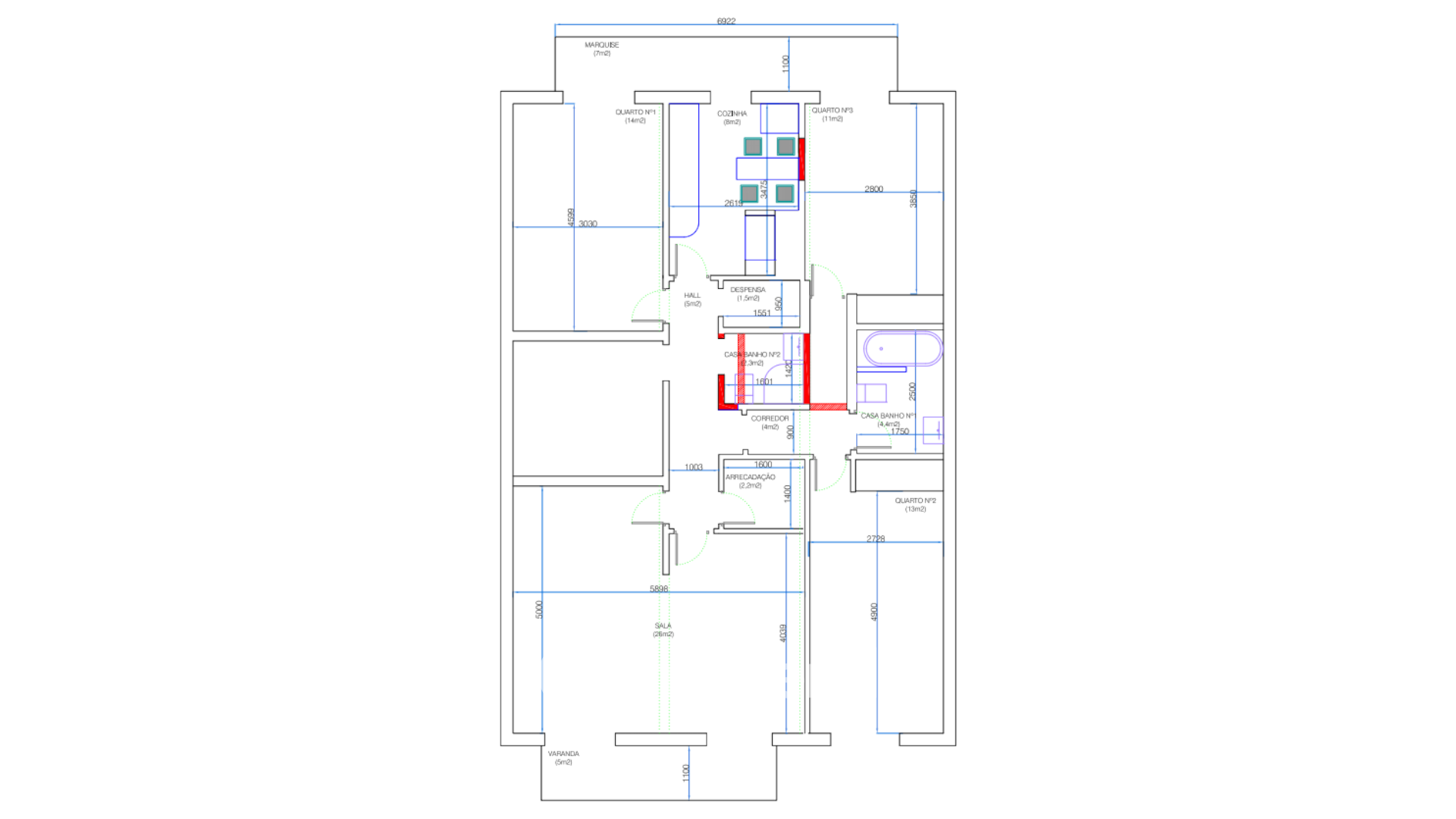 Apartamento T3+1 com áreas amplas e cozinha equipada, no Lumiar